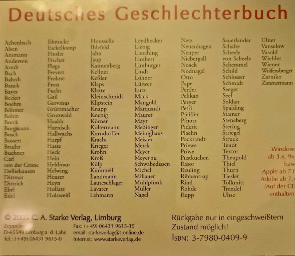 Deutsches Geschlechterbuch Band 65-72 auf CD in Bad Laasphe
