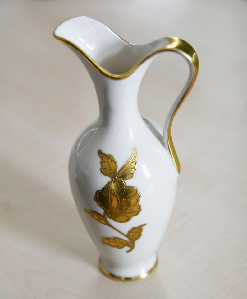 Porzellan Vase Waldershof Bavaria 16 Karat Gold Handmalerei in Dresden