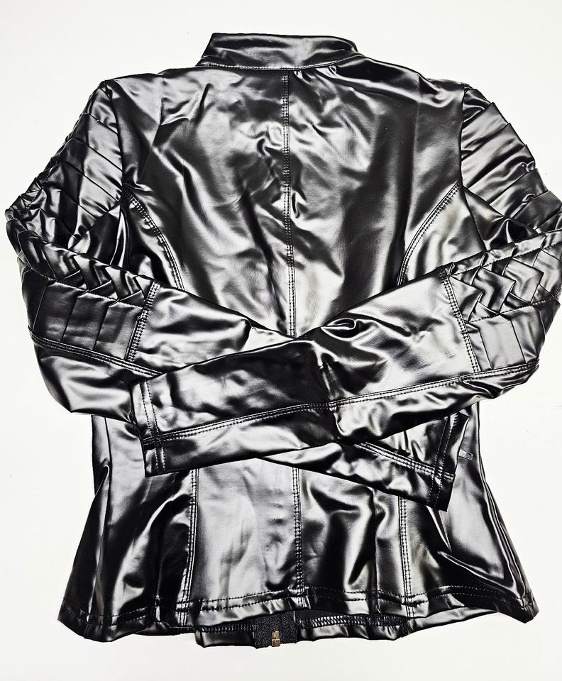 Noir Handmade Power-Wetlook Jacke mit Zierfalten schwarz - Gr. L in Witten