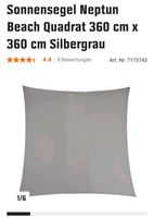 Obi Sonnensegel Neptun Beach Quadrat 360 cm x 360 cm Silbergrau Hessen - Dillenburg Vorschau