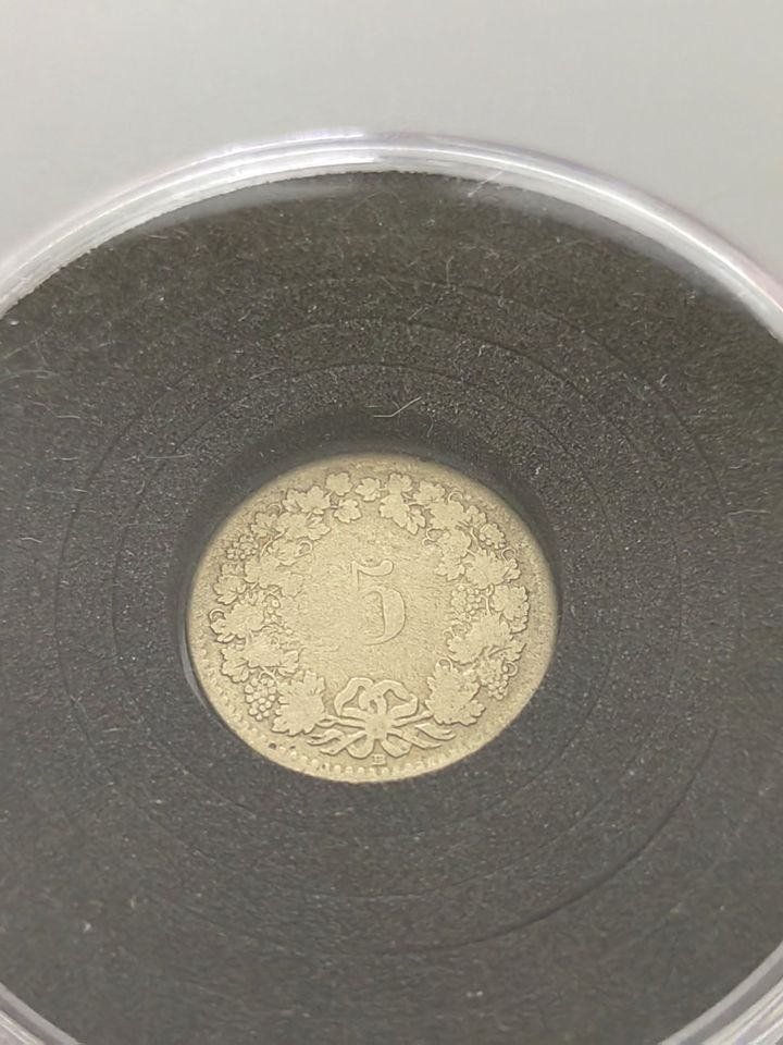 Schweizer Münze 5 Rappen, Jahrgang 1851, sehr schön, Selten in Weil am Rhein