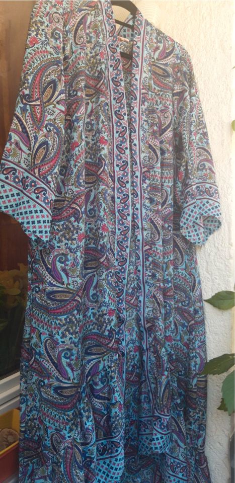 Wickelkleid Maxi Kimono Mantel Volant Paisley SEIDE One-Size NEU in München