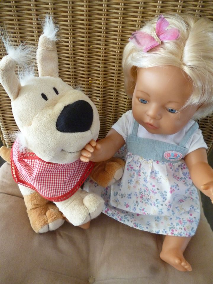 Zapf Baby Born Puppe blonde Haare mit Zapf Hund in Haan