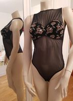 Netz Body in schwarz mit floral besticktem Brustbereich Baden-Württemberg - Küssaberg Vorschau