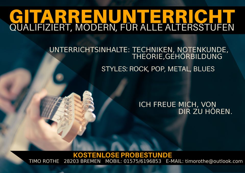 Gitarrenunterricht - Erfahrener Privatlehrer und Musikschullehrer in Bremen