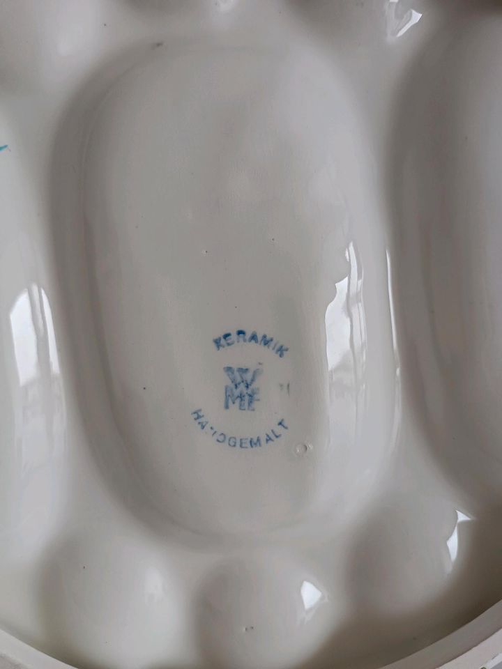 WMF Vorlegeplatte Servierplatte - Eier Platte Keramik handbemalt in Mülheim (Ruhr)