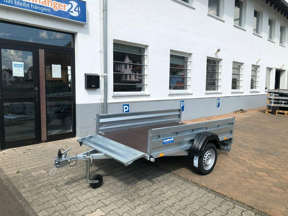 PKW Anhänger Tieflader Kippbar Laubgitter 235x132cm 750kg 100kmh in Monzingen