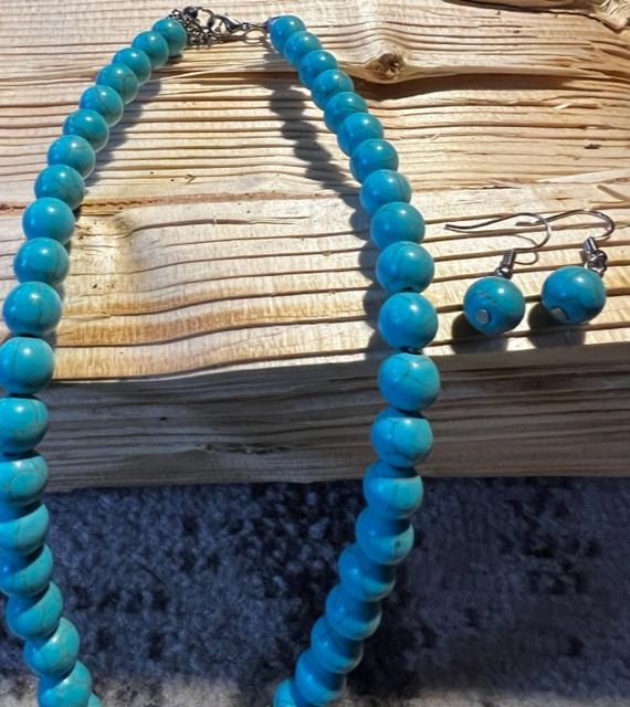 Indianer Schmuck Kette + Ohrringe Türkis Necklace Jewelry Set in Wehr