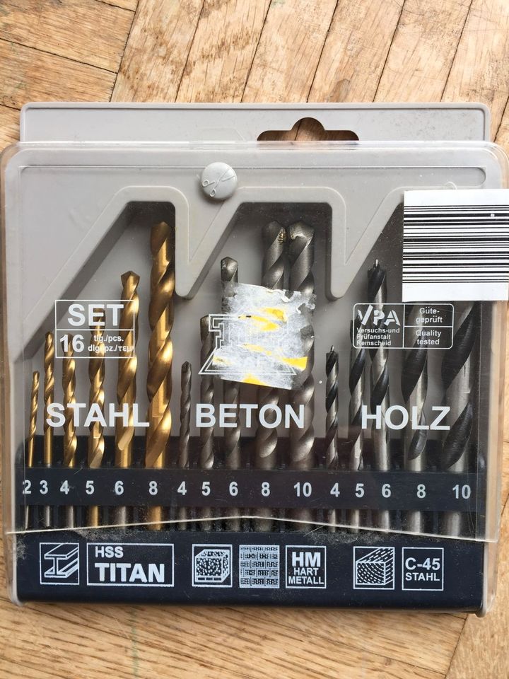 HSS Titan Bohrer Satz 16-teilig 2-10 mm Stahl Beton Holz, neu in Düsseldorf