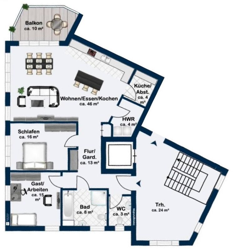 Bielefeld-Quelle: NEUBAU Wohnung W3 KfW40 | 3 Zimmer | ca. 109 m² Wohnfläche | Balkon | Tiefgarage in Bielefeld