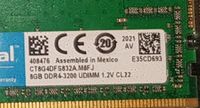 2 Stück Crucial RAM 8GB DDR4 3200MHz CL22 Thüringen - Nessetal Vorschau