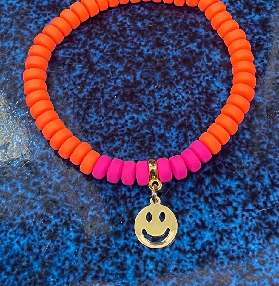 Armband Neon Smiley Orange Pink Neu Abakus Perlen in Frankfurt am Main