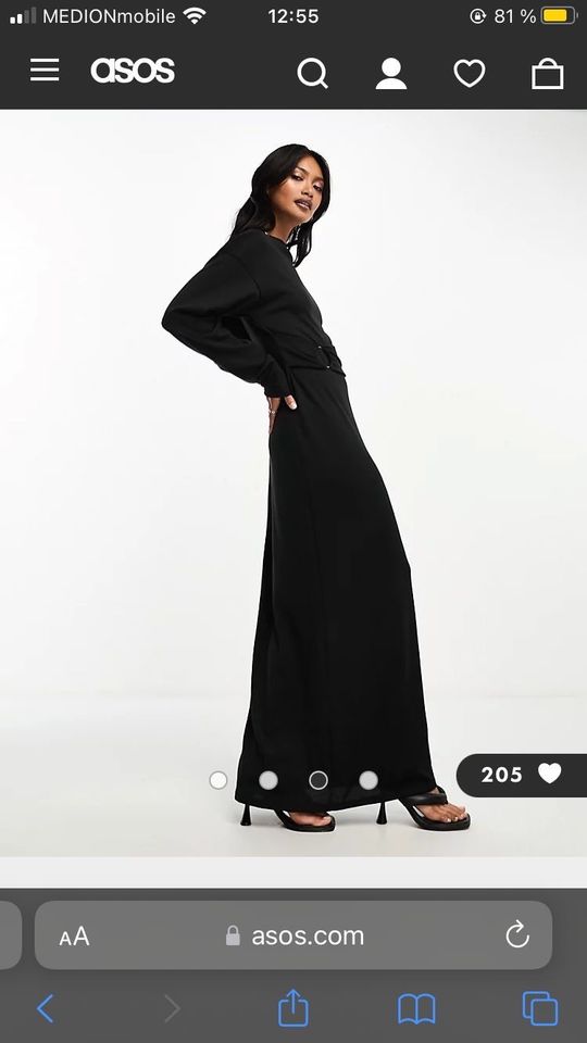 ASOS Design langärmliges Maxikleid in Schwarz mit Verzierung in Wuppertal