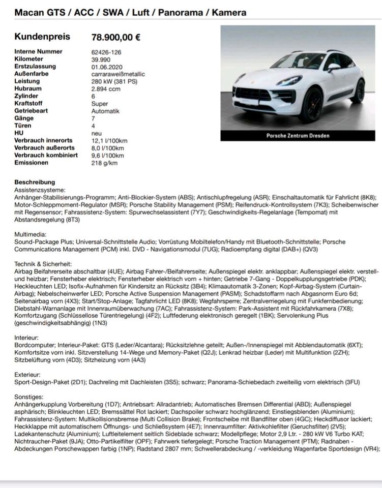 Porsche Macan GTS - Kein Tausch! Approved bis 03.2026 in Hamburg