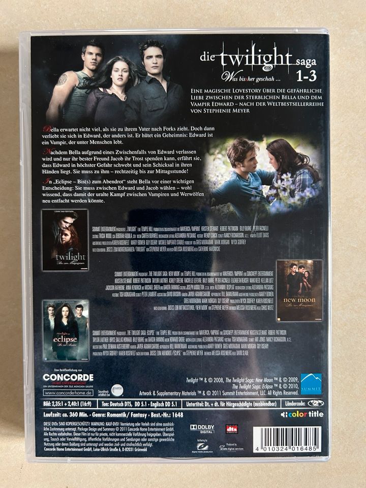 Twilight saga 1-3 DVD 3 disc new moon eclipse in Essenbach