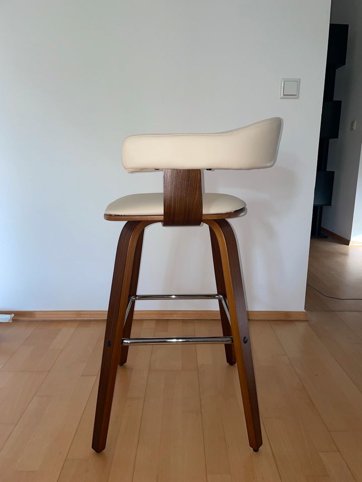 2Stk Barhocker Barstühle Beige Walnuss Mid Century Modern in Berlin