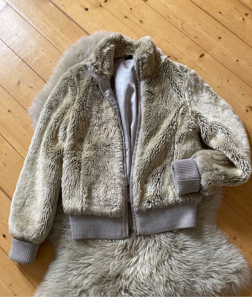 Topshop M Vintage Jacke Silber Teddyjacke Felljacke in Uetze