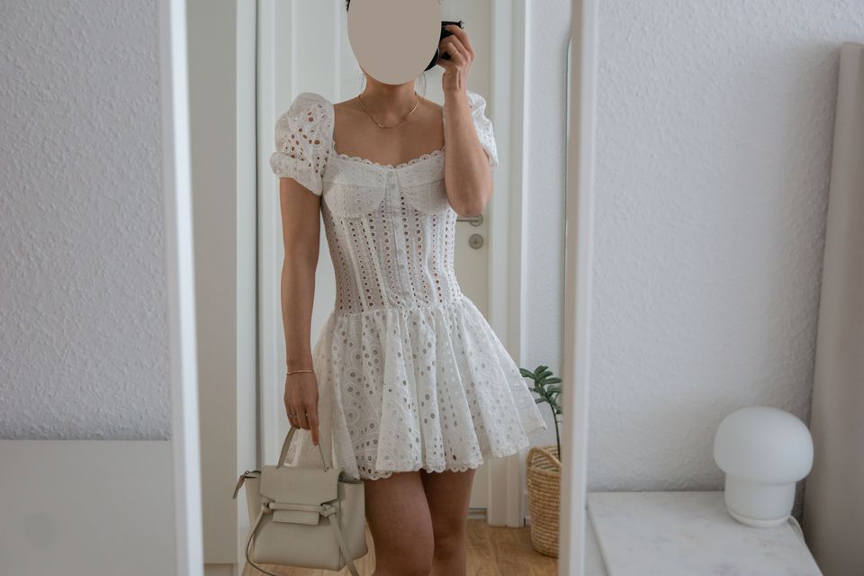 Charo Ruiz Ibiza Kleid Sommerkleid Minikleid Puffärmel weiß 36 in Karlsruhe