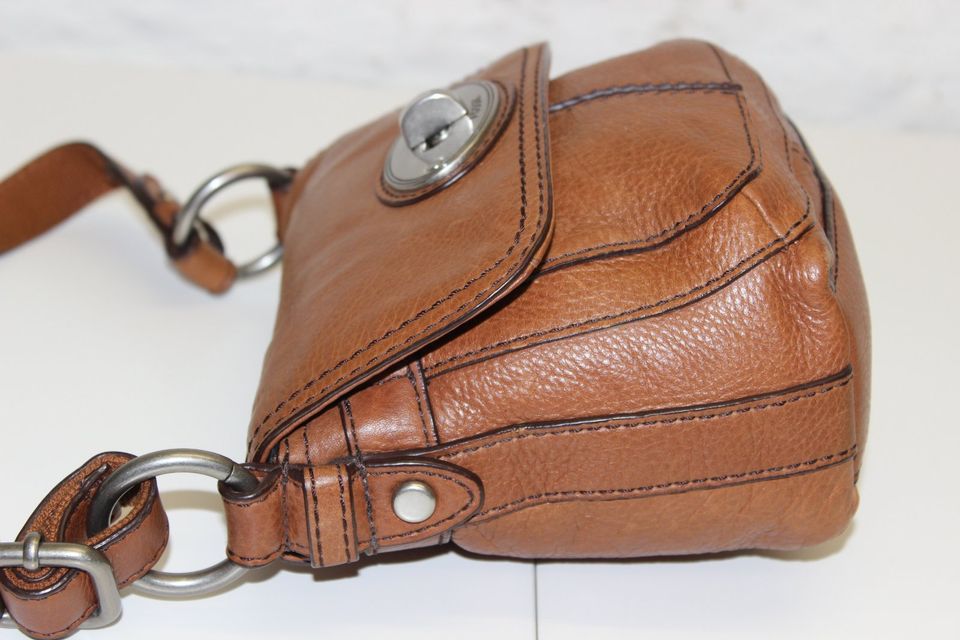 FOSSIL Maddox Turn-Lock Leder Tasche Braun Crossbody Handtasche in Duisburg