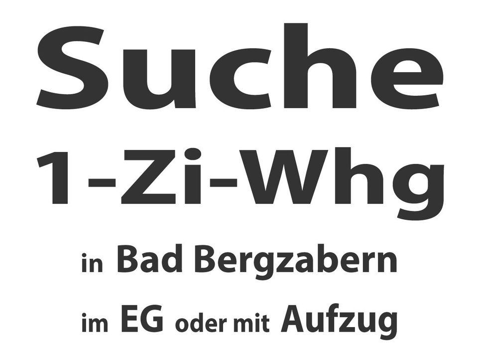 Suche 1-Zi-Whg in Bad Bergzabern BZA in Bad Bergzabern