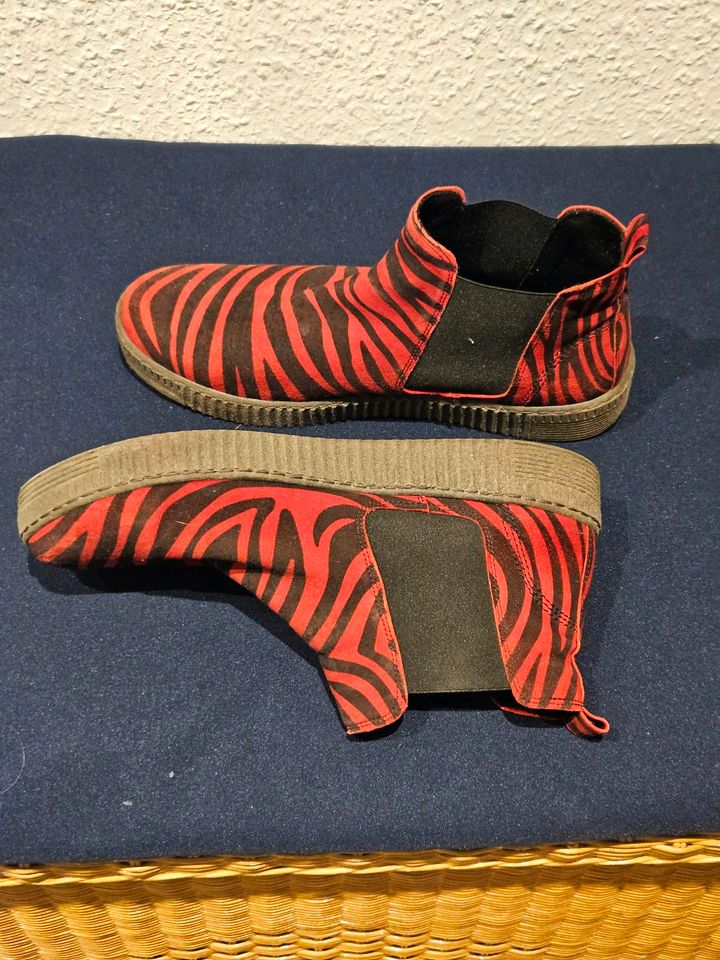 Gabor Stiefelette Rot Schwarz Zebra Gr. 9,5 44 in Berlin