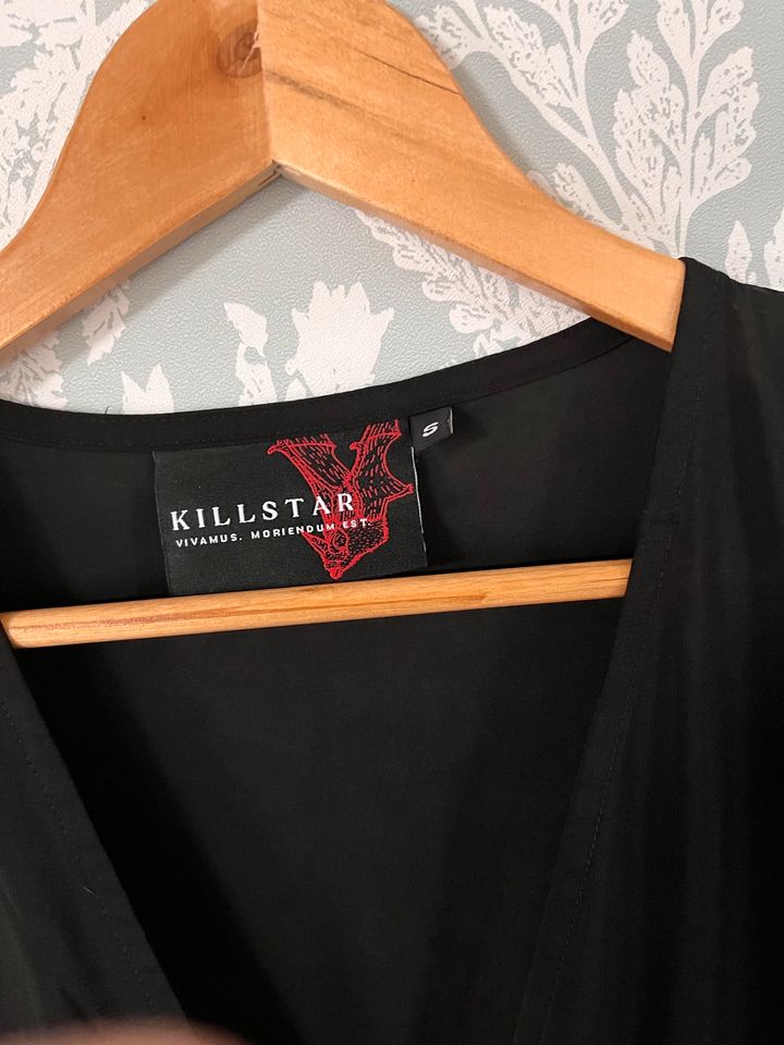 Killstar Valdermerca Maxi Kleid mit Spitze und Trompetenärmeln in Tuningen