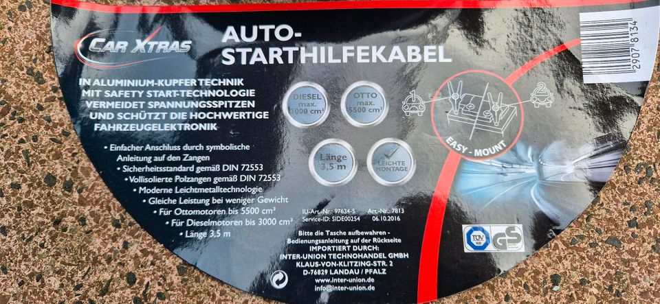 Auto neues Starthilfekabel, Radkreuz & diverse Sicherungen in Jardelund