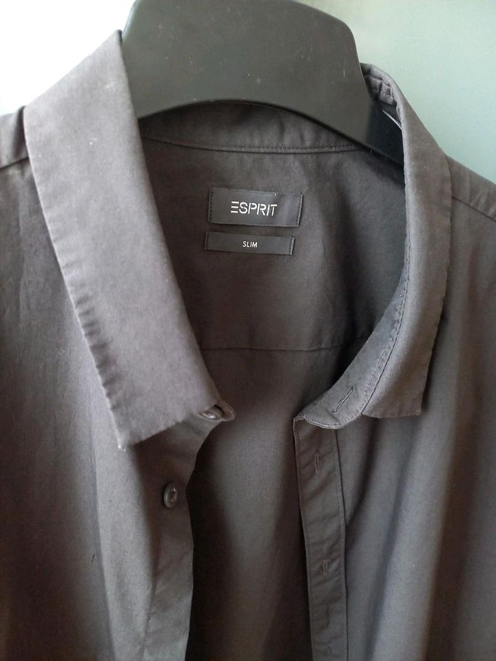 Esprit slim XL NEU Herrenhemd schwarz/anthrazit in Bramsche