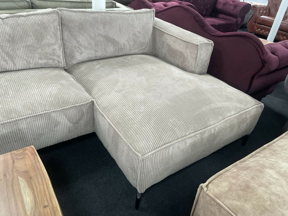 Couch Sofa Landschaft velour beige Cord Sofa Taschenfederkern in Bad Oeynhausen