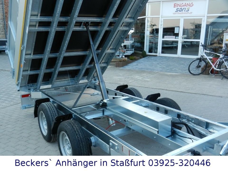 Eduard 3.500kg | 3,30m x 1,80m | elektr. 3-Seitenkipper | Bordwandaufsatz & Nothandpumpe | 3318K in Neundorf