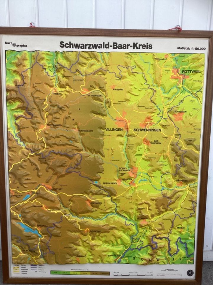 Topographisches Schwarzwald Baar Kreis Bild! Massiv und gerahmt! in Bad Dürrheim