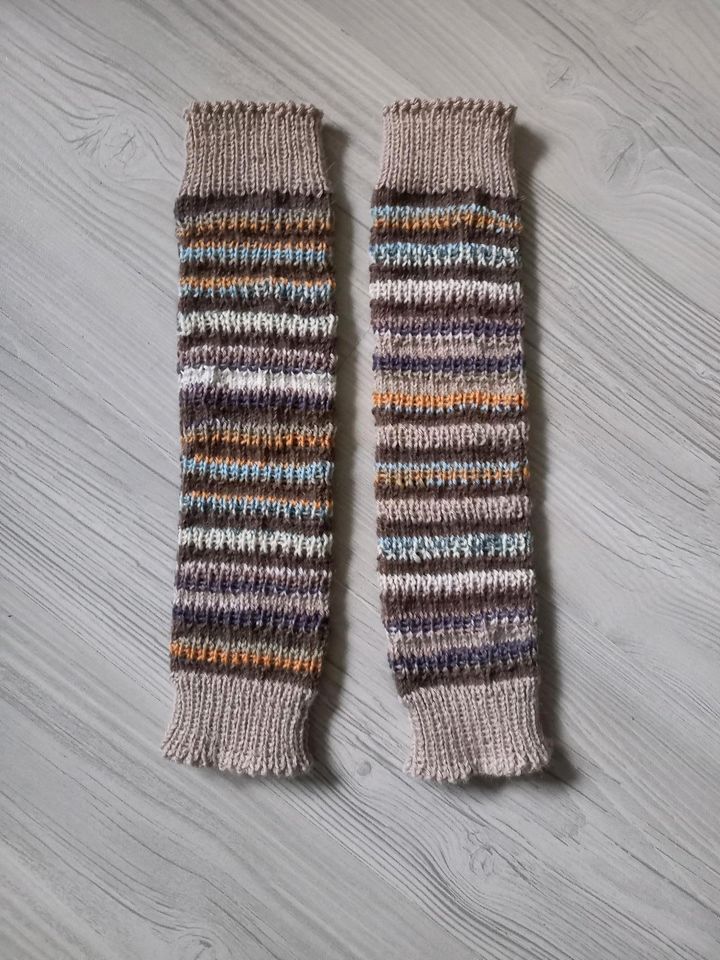 Stulpen Alpaka Merino beige braun Rippstrick DIY Unikate in Baiersdorf