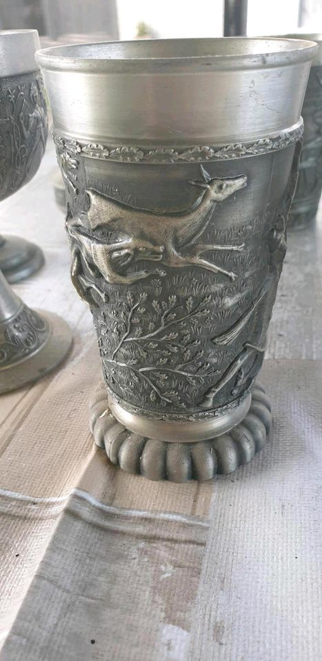 Zinnsammlung Kelch Becher Vase 14 Teile in Schwarzhofen