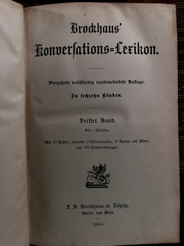 Brockhaus‘ Konversations-Lexikon Band 3&6 1894 in Nürtingen