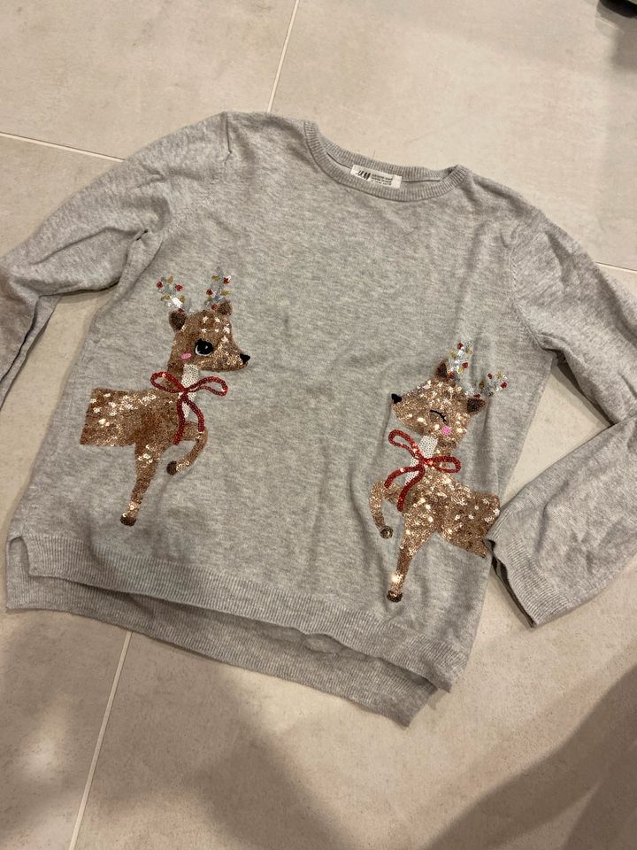 H&M Gr. 134/140 Pullover Pulli grau meliert Rentiere Weihnachten in Landsberg (Lech)