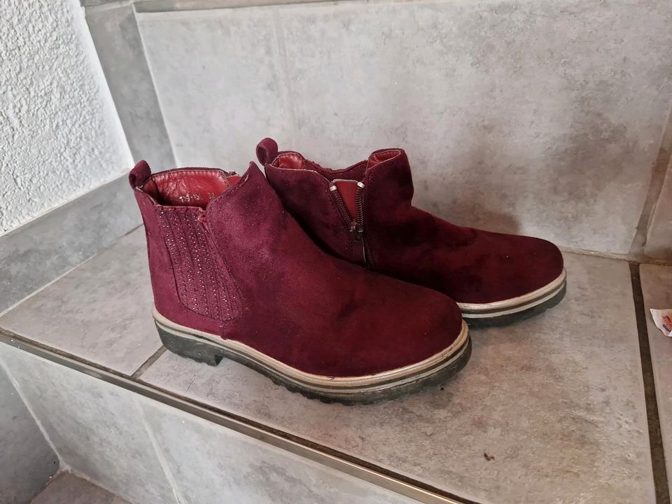 Mädchen Boots Stiefeletten gr.32 bordeaux in Weil am Rhein