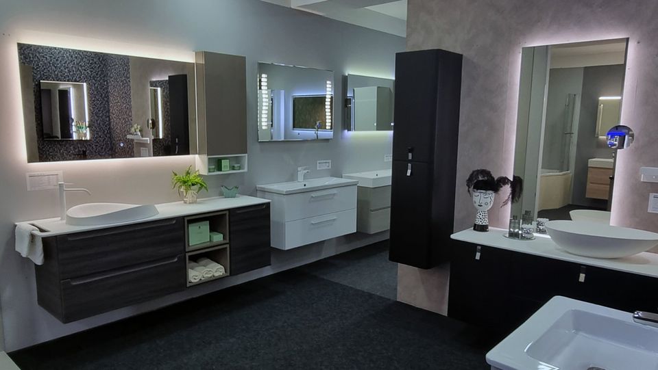 Moderne Gäste-WC Badmöbel Waschtisch 60 x 40 cm, Kunstgranit Waschbecken grau, designer Badezimmermöbel 1.058,- €* in Bad Essen