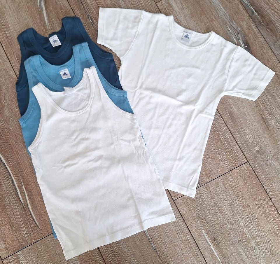 Petit bateau Unterhemden Set weiß blau 128 in Wittgert