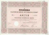 Historische Aktien Blatzheim Berlin AG gesucht Berlin - Mitte Vorschau