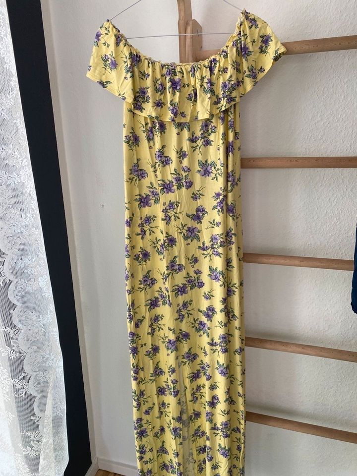 Kleid Abendkleid lang Blumenmuster M gelb Sommerkleid in Essen