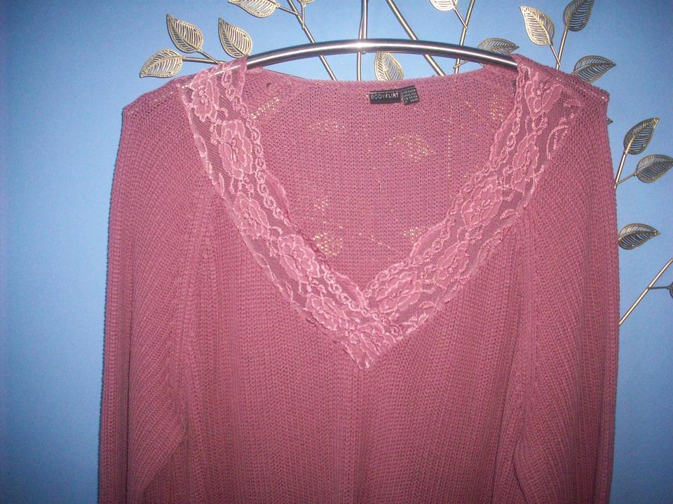 Elast. Strick-Pulli, Spitze a. Ausschnitt, 52/54, dunkelrose in Bad Abbach