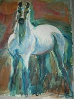Aquarell, Pferd, aus Nachlass, 36x48 cm Hessen - Rauschenberg Vorschau
