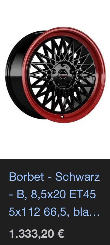 Felgen Borbet schwarz rot 235 / 45 R 20 4x in Göppingen