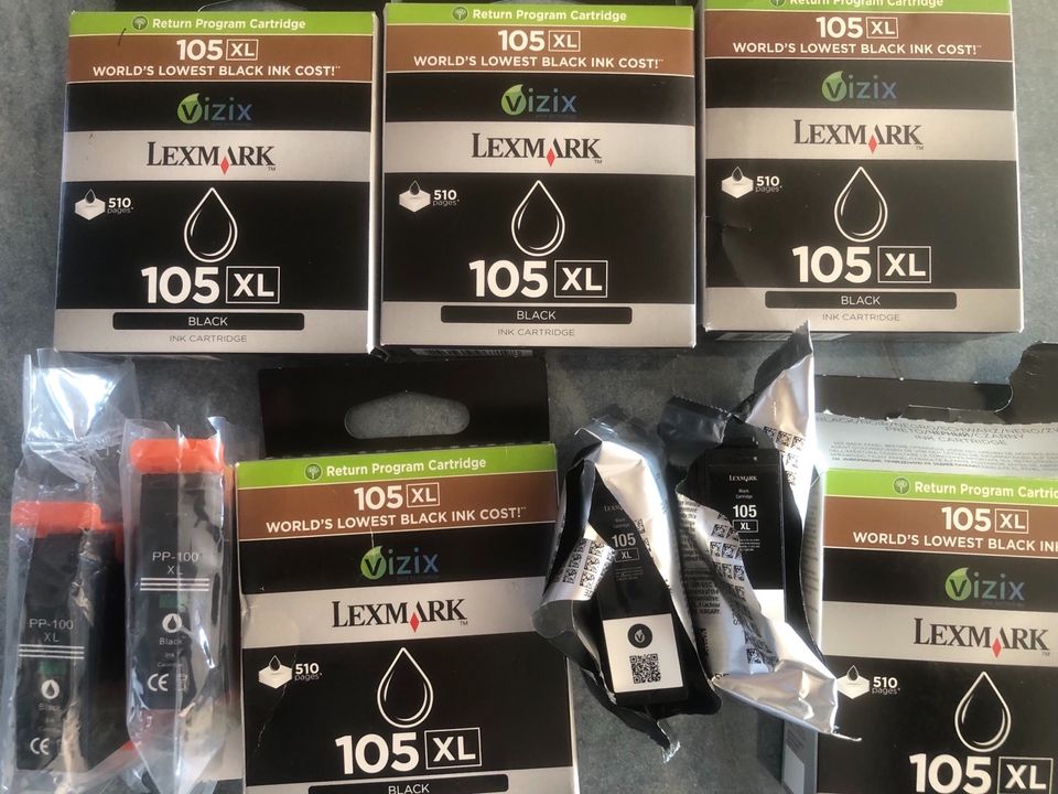 8x LEXMARK Tintenpatrone 105 xl black 14N0822E BüWa 2,25€ Neu in Simmozheim