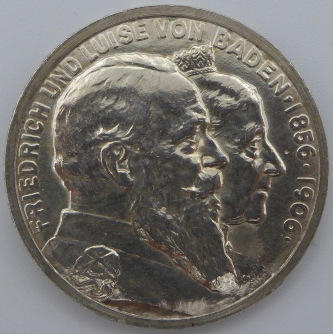 5 Reichsmark J.-Nr. 35, Friedrich I von Baden, 1906, st- in Tübingen