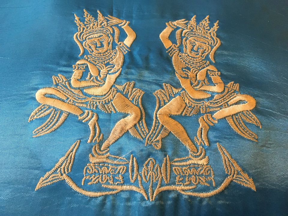 Satin Platz-Deckchen Kissenbezug Kissenhülle blau 44 x 44 Asien in Schkeuditz