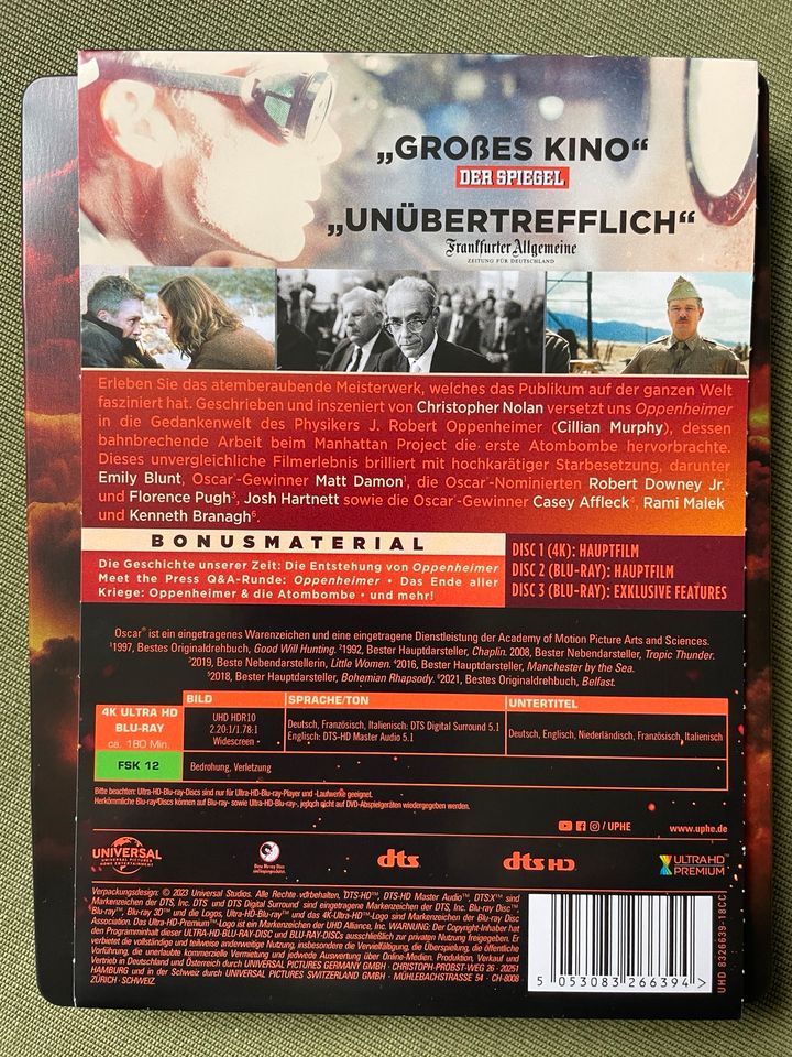 Oppenheimer 4K UHD + Blu-Ray Steelbook geprägt in Bargteheide