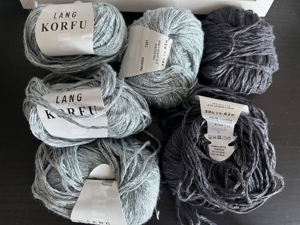 Lang Yarns KORFU Garn je 200g anthrazit, silber, hellgrau neu ovp in Kaarst