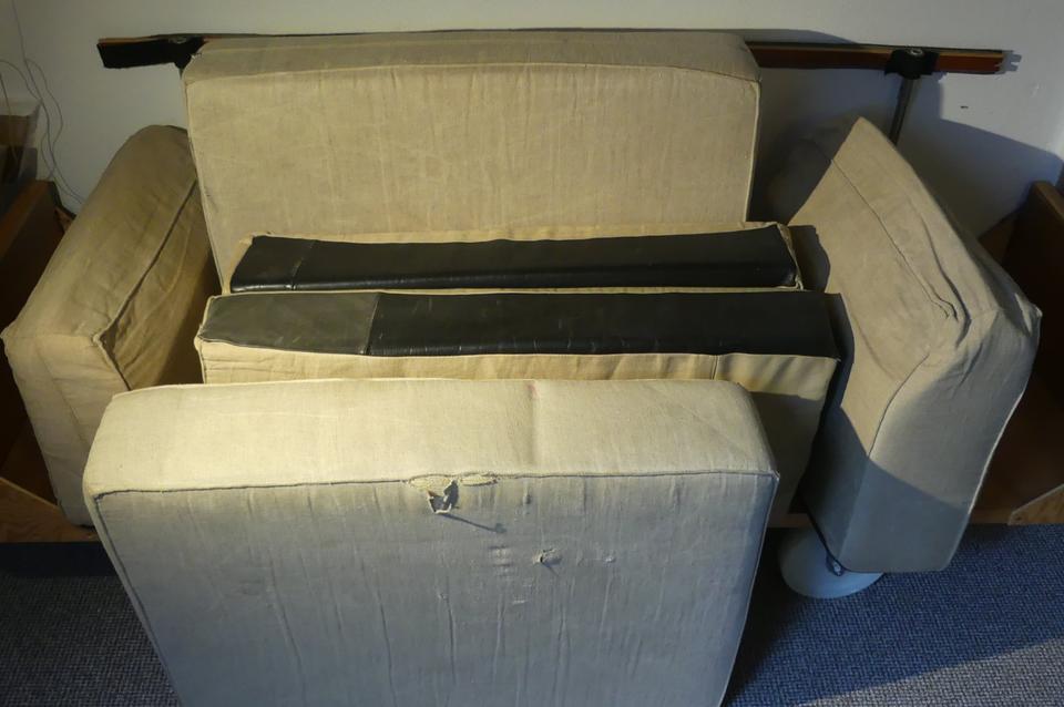 4x Schwerlastrollen mit Sofa Couch 200cm, auf 37mm Quer Sperrholz in Kiel