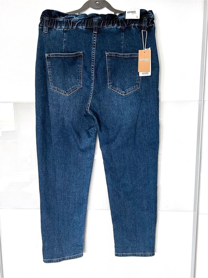 AD'ORO Damen Jeans Hose mit Dehnbund L Blau NEU mit Etikett Adoro in Meiningen